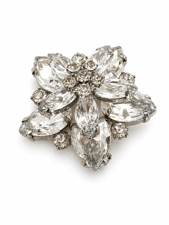 Jewelry - Crystal Floral Statement Brooch - Clear